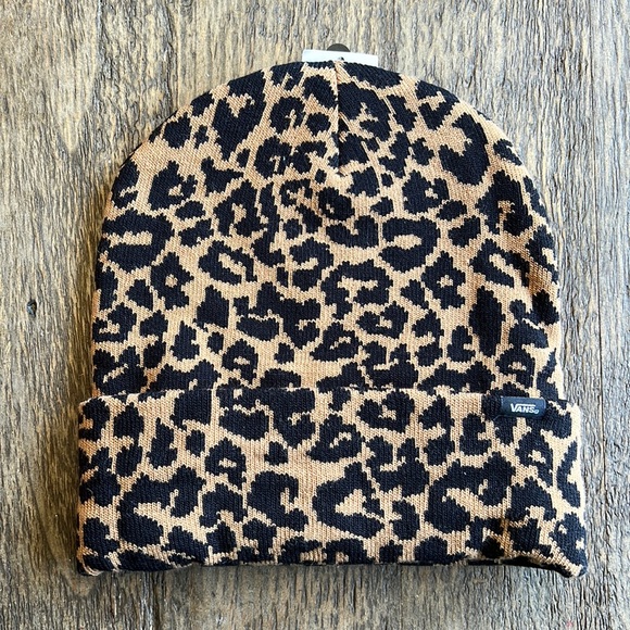 Vans Accessories - Vans Women’s Breakin Curf beanie-tan and black cheetah print. NWT